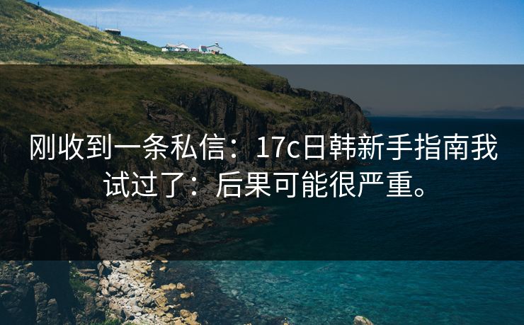 刚收到一条私信：17c日韩新手指南我试过了：后果可能很严重。