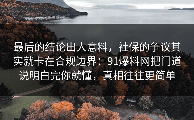 最后的结论出人意料,社保的争议其实就卡在合规边界:91爆料网把门道说明白完你就懂,真相往往更简单 最后的结论出人意料,社保的争议其实就卡在合规边界:91爆料网把门道说明白完你就懂,真相往往更简单