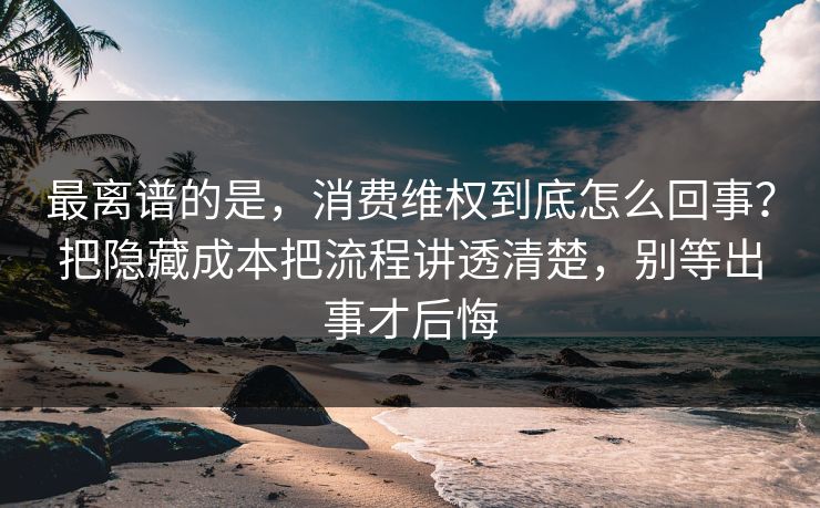 最离谱的是,消费维权到底怎么回事?把隐藏成本把流程讲透清楚,别等出事才后悔 最离谱的是,消费维权到底怎么回事?把隐藏成本把流程讲透清楚,别等出事才后悔