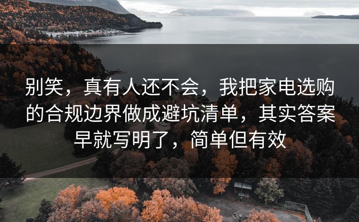 别笑,真有人还不会,我把家电选购的合规边界做成避坑清单,其实答案早就写明了,简单但有效 别笑,真有人还不会,我把家电选购的合规边界做成避坑清单,其实答案早就写明了,简单但有效