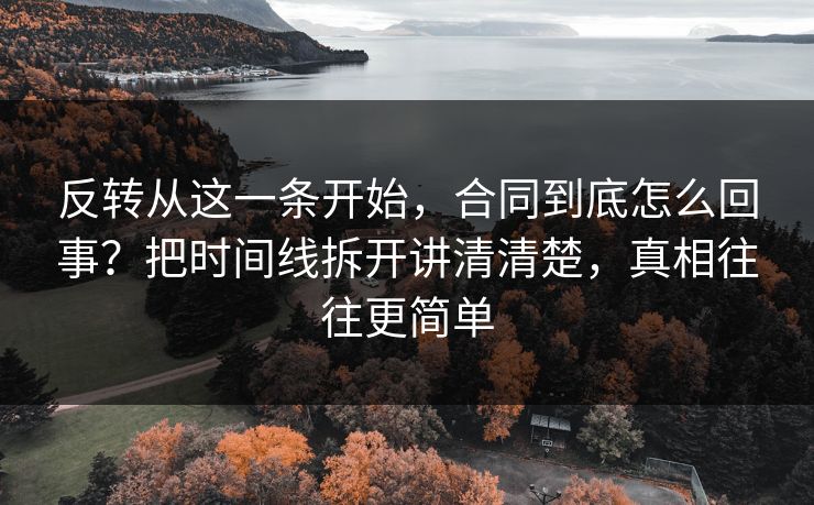 反转从这一条开始,合同到底怎么回事?把时间线拆开讲清清楚,真相往往更简单 反转从这一条开始,合同到底怎么回事?把时间线拆开讲清清楚,真相往往更简单