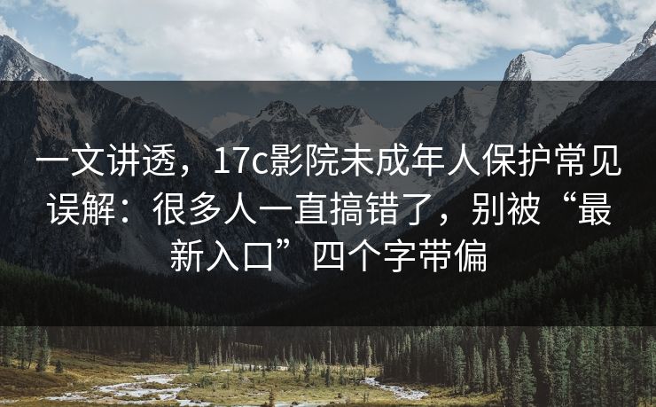 一文讲透，17c影院未成年人保护常见误解：很多人一直搞错了，别被“最新入口”四个字带偏