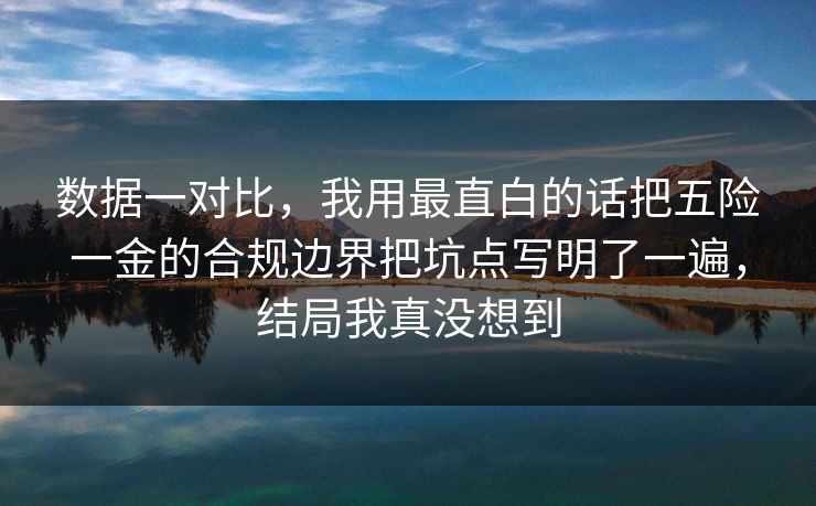 数据一对比，我用最直白的话把五险一金的合规边界把坑点写明了一遍，结局我真没想到