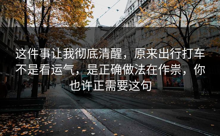 这件事让我彻底清醒，原来出行打车不是看运气，是正确做法在作祟，你也许正需要这句