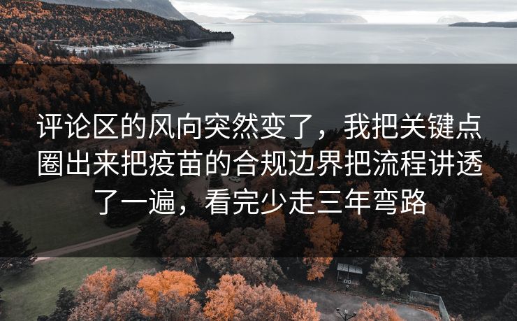 评论区的风向突然变了，我把关键点圈出来把疫苗的合规边界把流程讲透了一遍，看完少走三年弯路