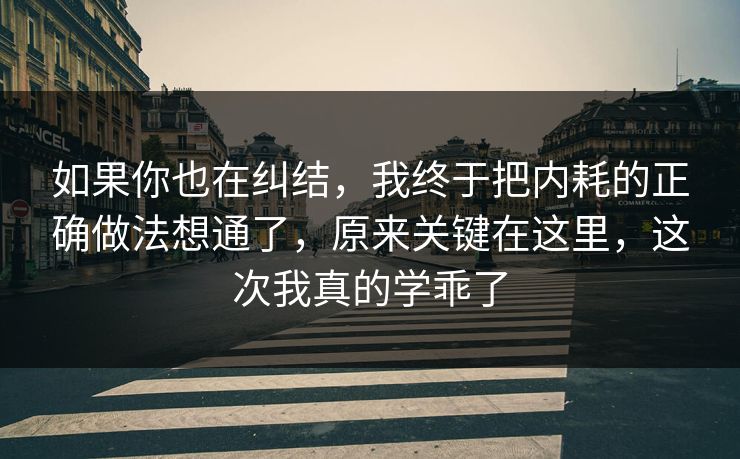 如果你也在纠结,我终于把内耗的正确做法想通了,原来关键在这里,这次我真的学乖了 如果你也在纠结,我终于把内耗的正确做法想通了,原来关键在这里,这次我真的学乖了