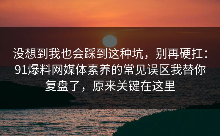 没想到我也会踩到这种坑,别再硬扛:91爆料网媒体素养的常见误区我替你复盘了,原来关键在这里 没想到我也会踩到这种坑,别再硬扛:91爆料网媒体素养的常见误区我替你复盘了,原来关键在这里